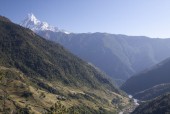 Kimrung Khola Valley & Fishtail in the background